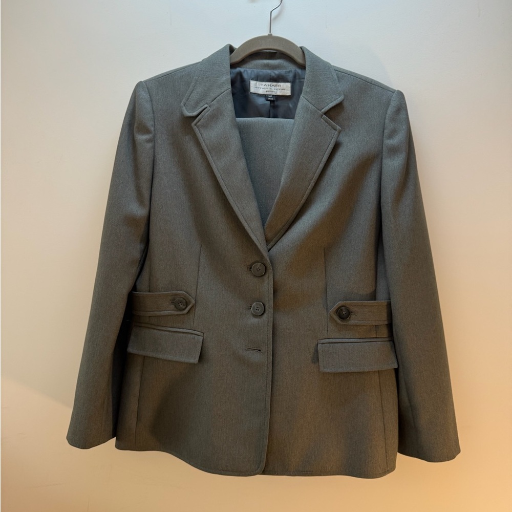 Tahari Gray Suit With Detailed Blazer